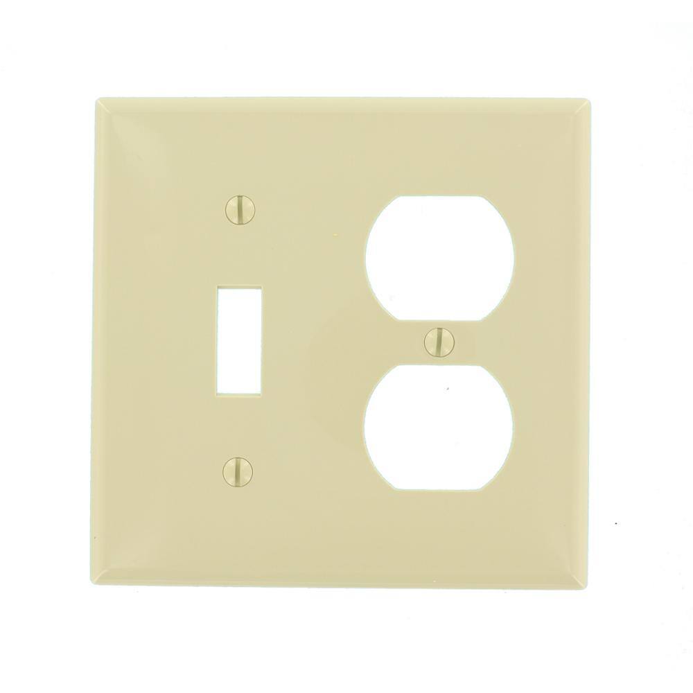 Leviton Ivory 2-Gang 1-Toggle1-Duplex Wall Plate (1-Pack) 80705-I