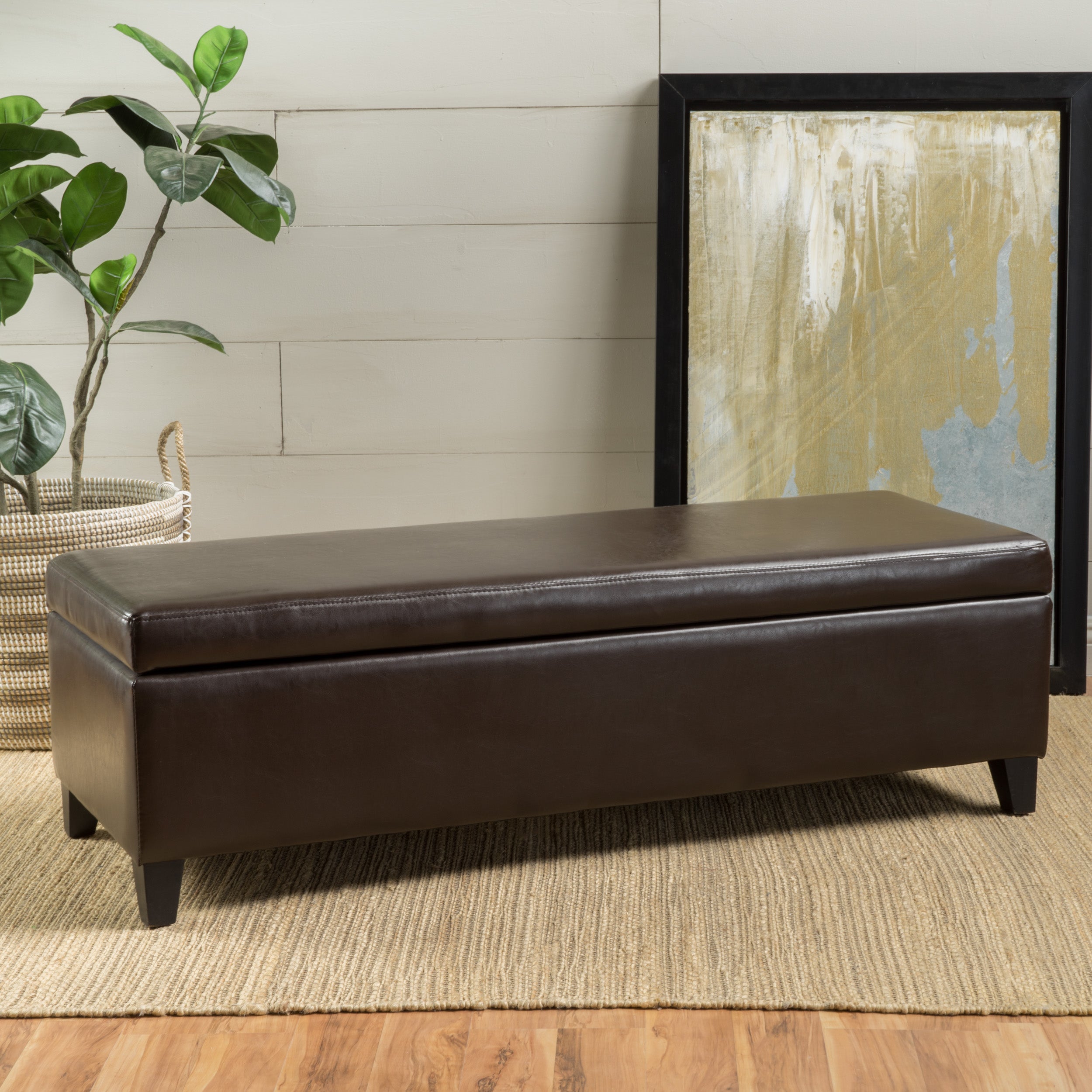 Stratford Leather Storage Ottoman Bench