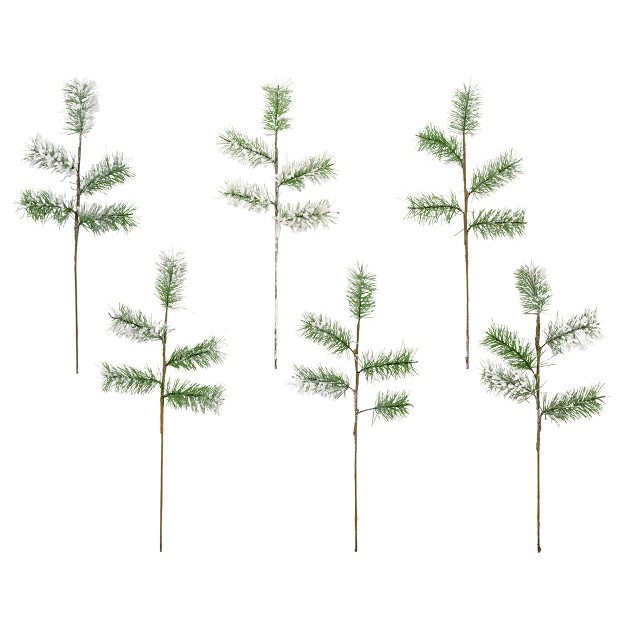 Auldhome Design flocked Evergreen Greenery Picks 6pk