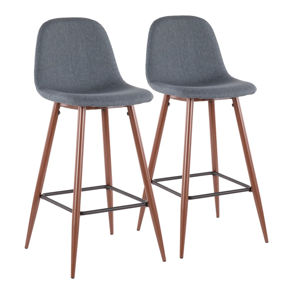 Lumisource Barstool in Walnut Metal and Light Grey Fabric  Set of 2   19\