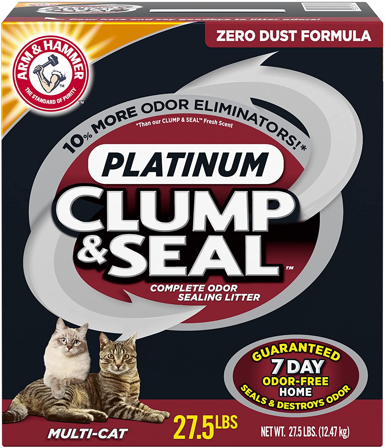 ARM and HAMMER Clump and Seal Platinum Clumping Cat Litter， Multi-Cat， 27.5lb