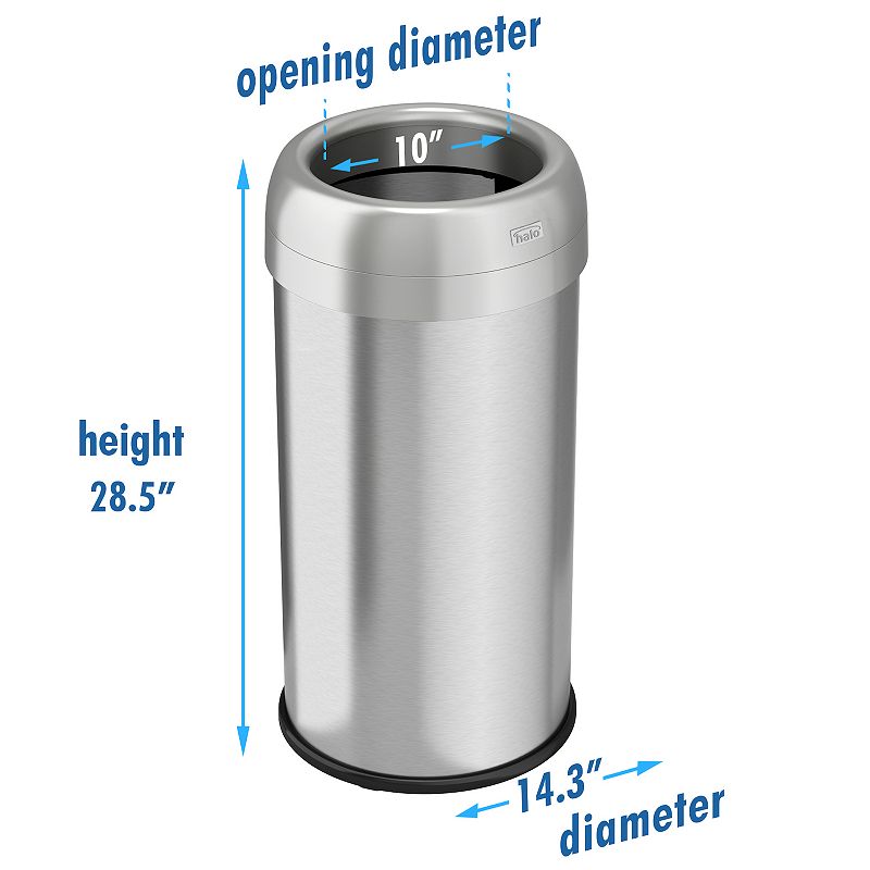 Halo 16-gallon Dual-Deodorizer Round Fingerprint-Proof Stainless Steel Trash Can