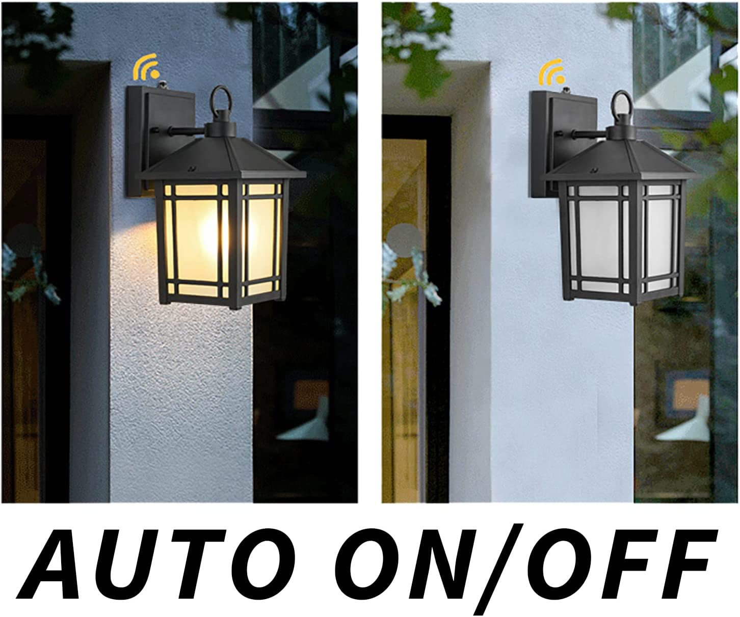 11"H Dusk to Dawn Outdoor Wall Mount Lantern, Wall Light Fixtures with Exterior Sensor