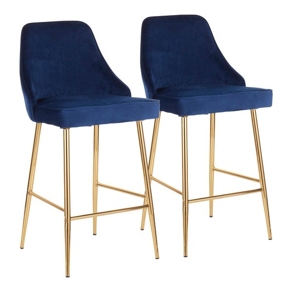 LumiSource Marcel Glam Velvet Gold Metal Counter Stools (Set of 2)