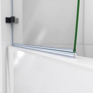 DreamLine Aqua Uno 56-60 in. W x 30 in. D x 58 in. H Frameless Hinged Tub Door with Return Panel in Satin Black SHDR3534586RT09