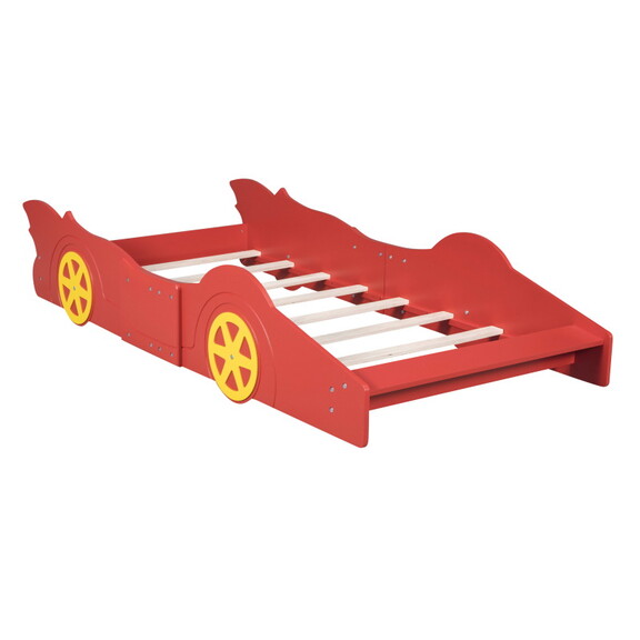 Full Size Race Car Shaped Platform Bed with Wheels...