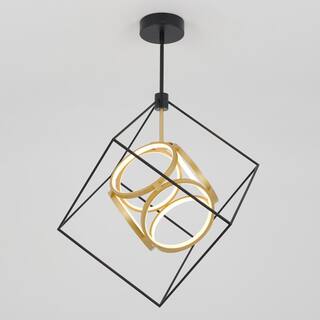 Artika Luxury 29-Watt Integrated LED Black and Gold Modern Hanging Pendant Chandelier Light Fixture for Dining Room or Kitchen PDT-LU-HD2