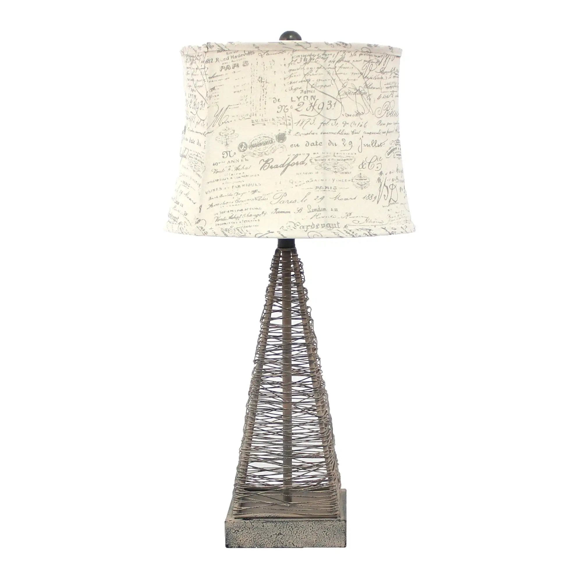 15 x 13 x 28.5 Tan Industrial Metal With Gentle Linen Shade - Table Lamp - 15 x 13 x 28.5