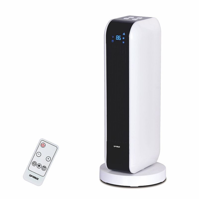 Optimus 17 in. Oscillating Tower Heater w/ Remote， Digital Temperature Readout and Setting