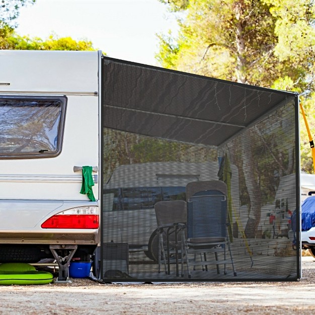 Costway 9 x27 X 7 x27 rv Awning Side Shade Black Mesh Screen Sunshade With Complete Kits