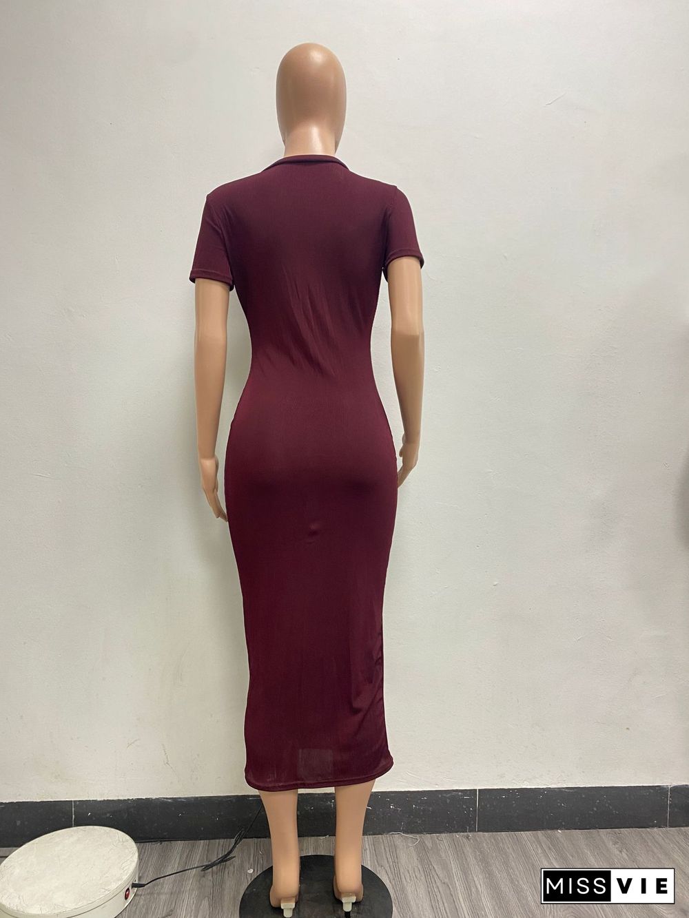 Fashion Solid Color Casual Fashion Sexy Deep V Dress