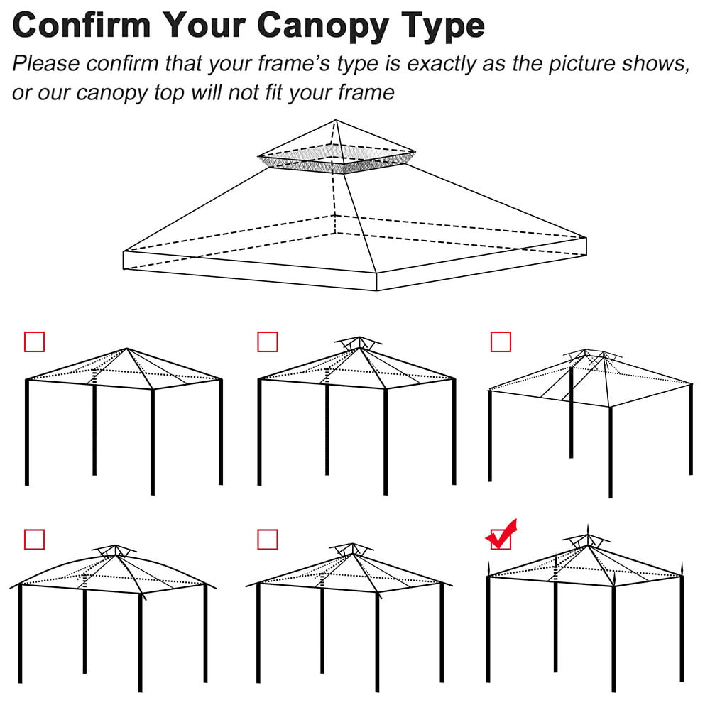 LAGarden 10x10ft 2-Tier Gazebo Canopy Replacement Beige Outdoor Garden Yard Patio Top Cover