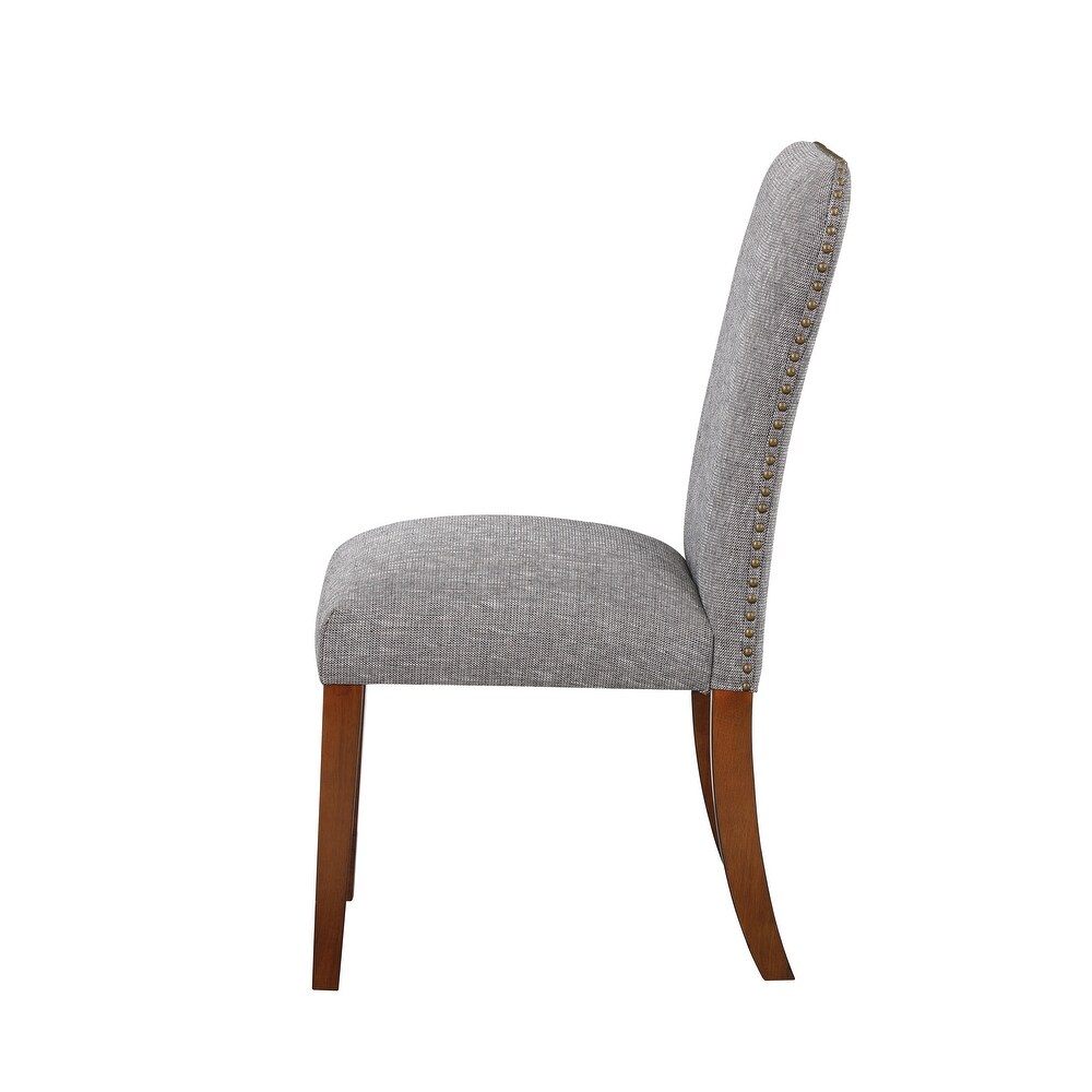 Sea Oat Dining Chair in Performance Fabric with Nail Heads   Set of 2