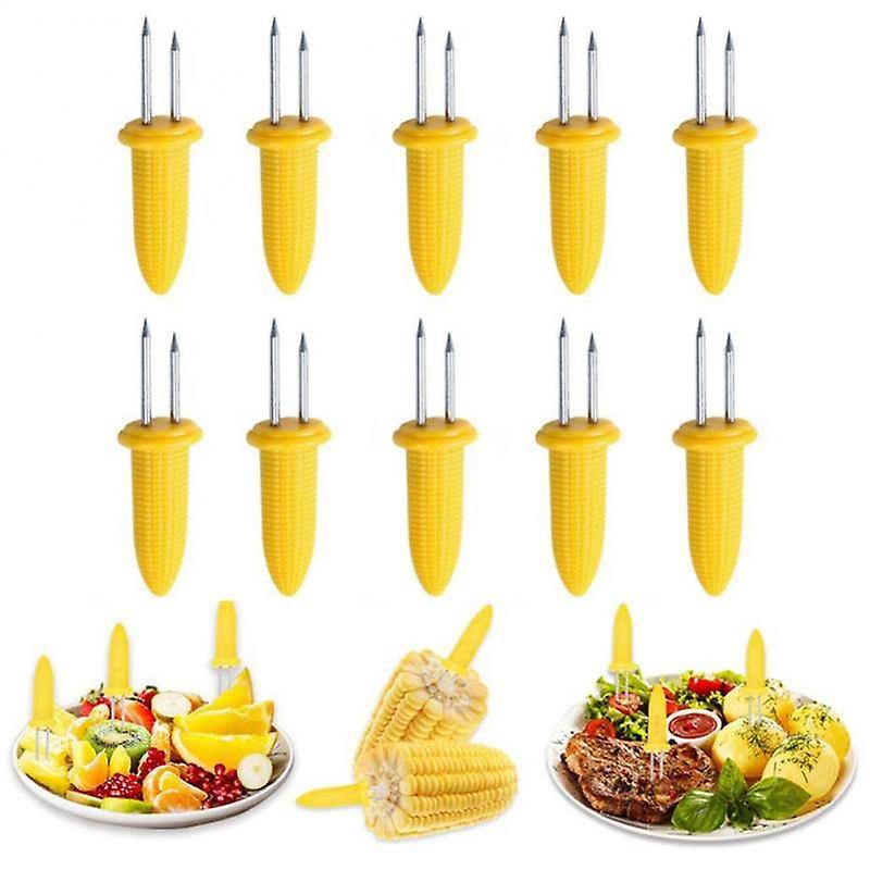 10pcs Fork Corn Skewer Stainless Steel Corn Holders Corn On The Cob Skewers Fruit Forks Outdoor Barbecue Tool Kitchen Bbq Tools