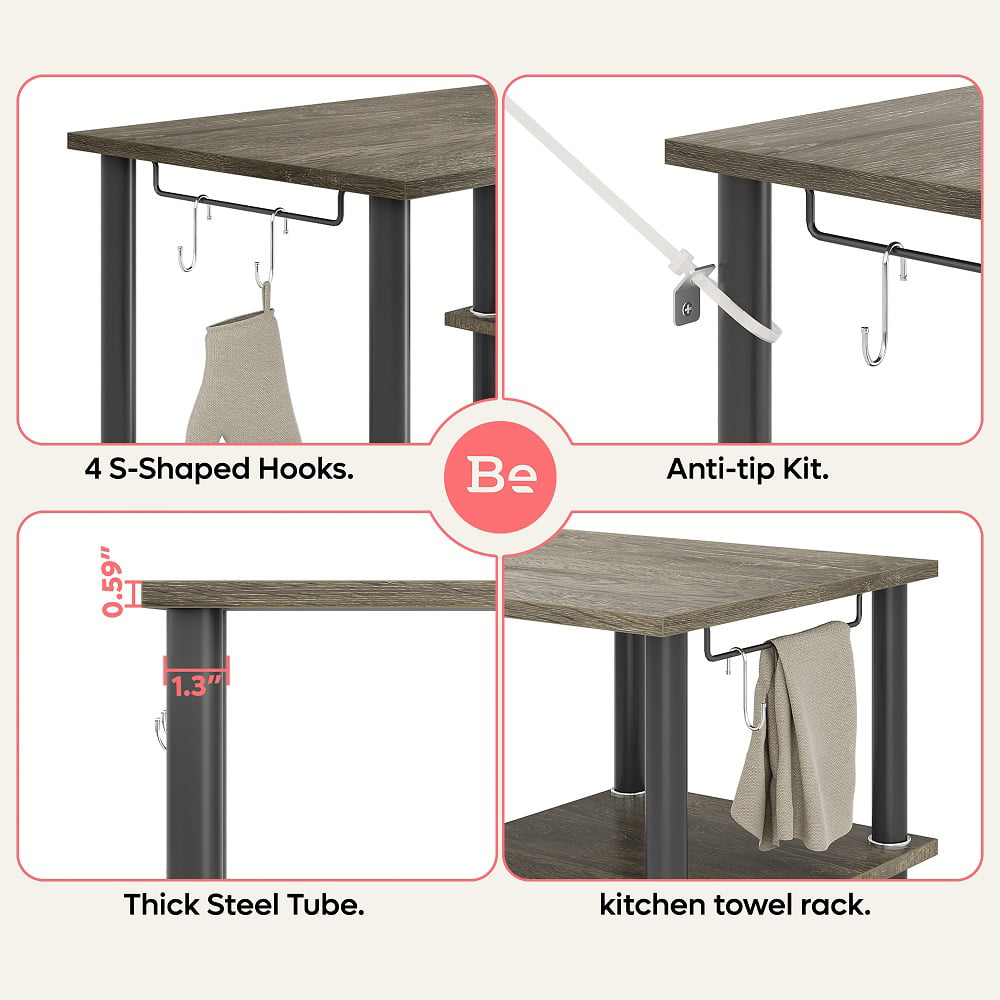 Bestier Baker's Rack Microwave Oven Stand for Kitchen Grey