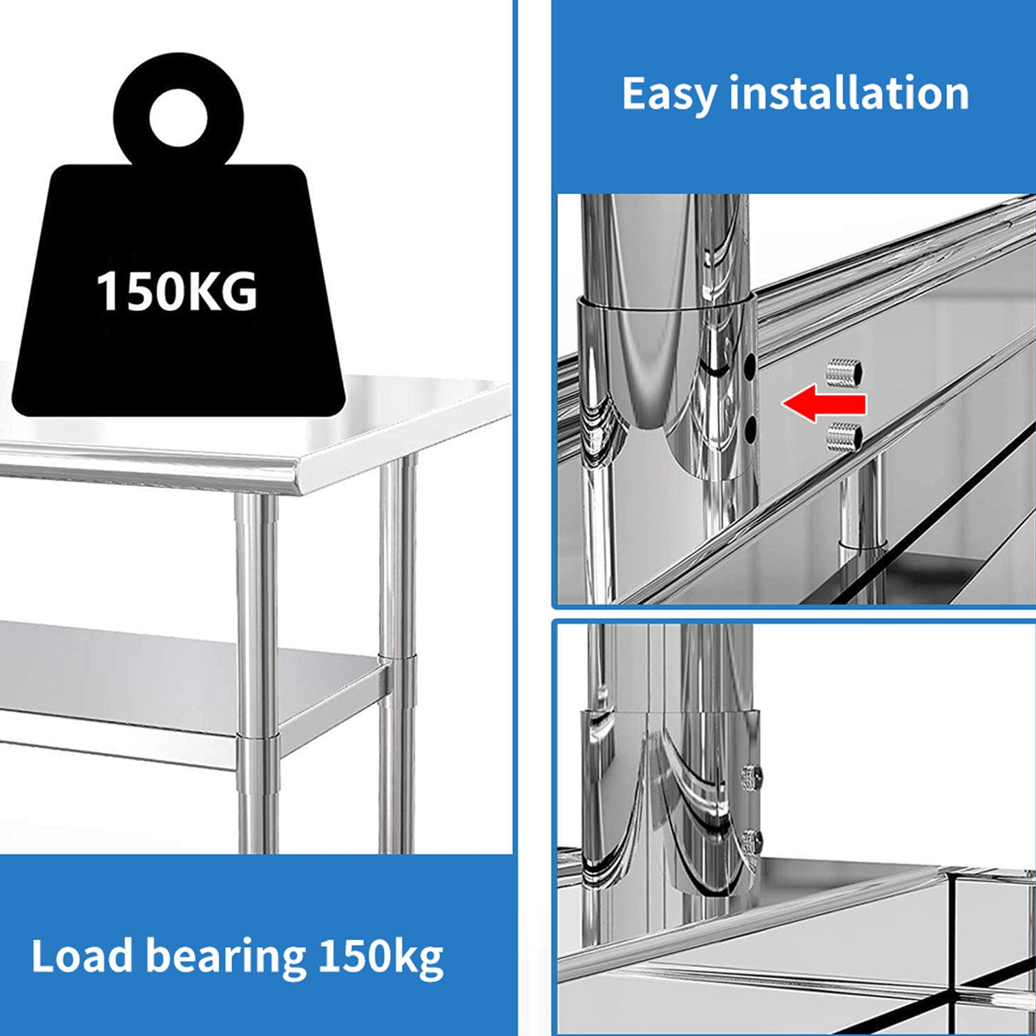 bimiti 36 x 24 x 34 inch NSF Commercial Stainless Steel Work Table for Prep and Work with Adjustable Undershelf Heavy Duty Food Prep Table for Home Restaurant Kitchen Laundry Room