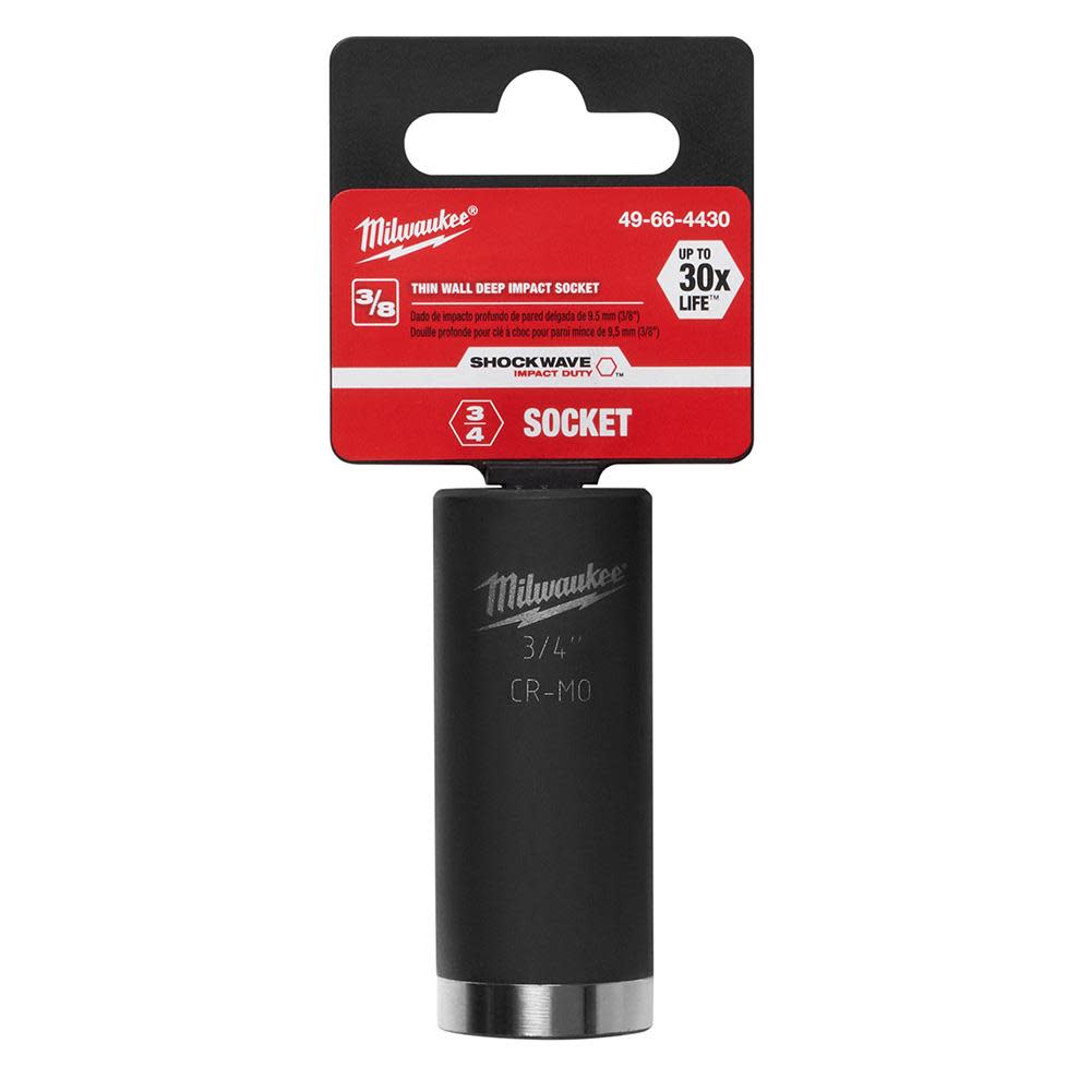 Milwaukee 3/4 In. SHOCKWAVE Impact Duty Deep Well Socket 3/8 In. Drive 49-66-4430 from Milwaukee