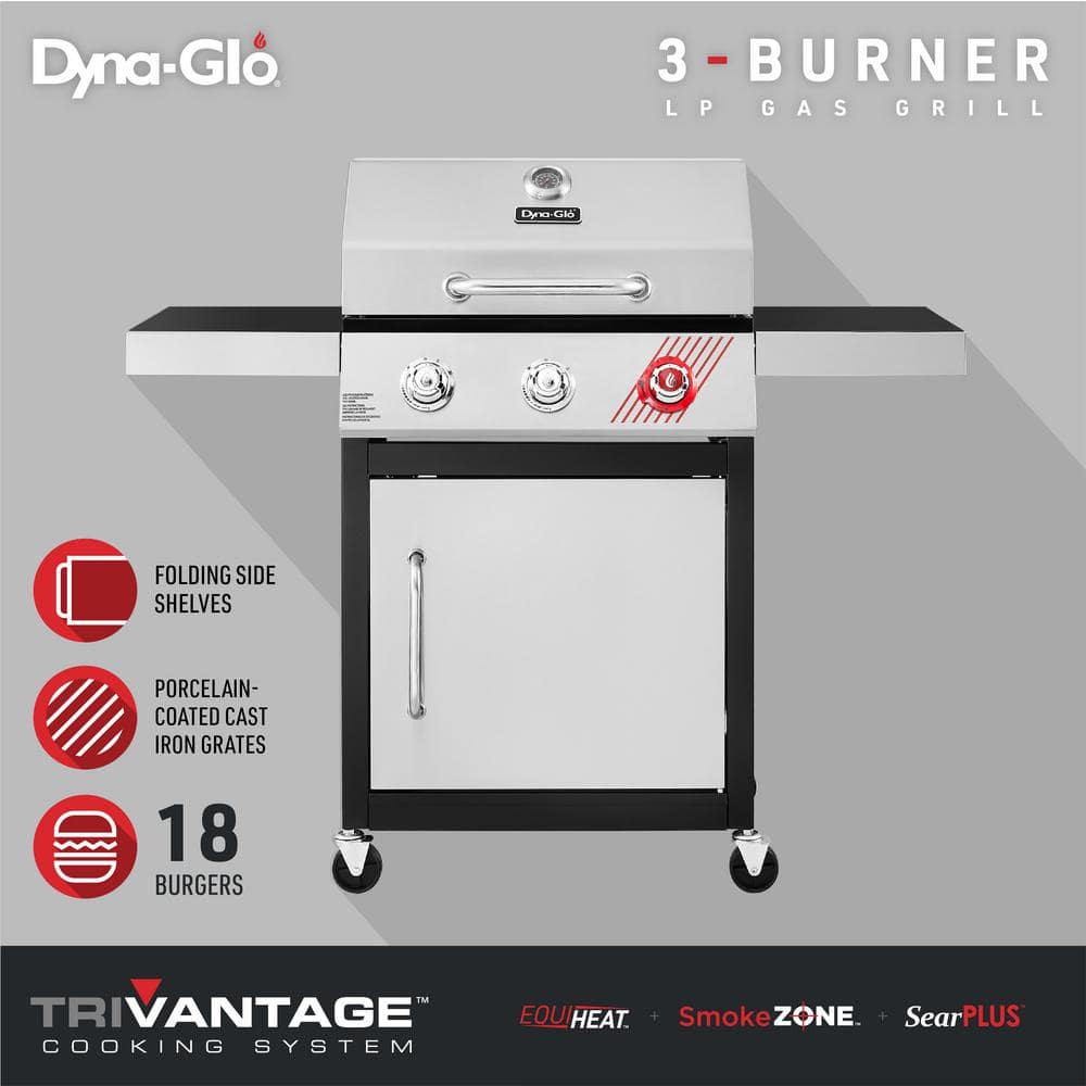 DynaGlo 3Burner Propane Gas Grill in Stainless Steel with TriVantage Multifunctional Cooking System