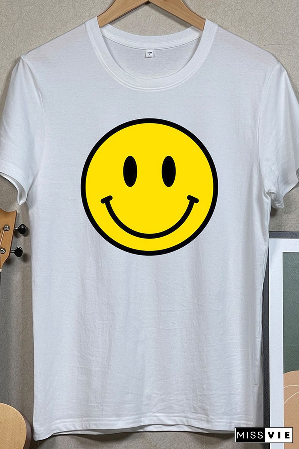 Smiley Printed Graphic Tees for Women Wholesale Short Sleeve T shirts Top