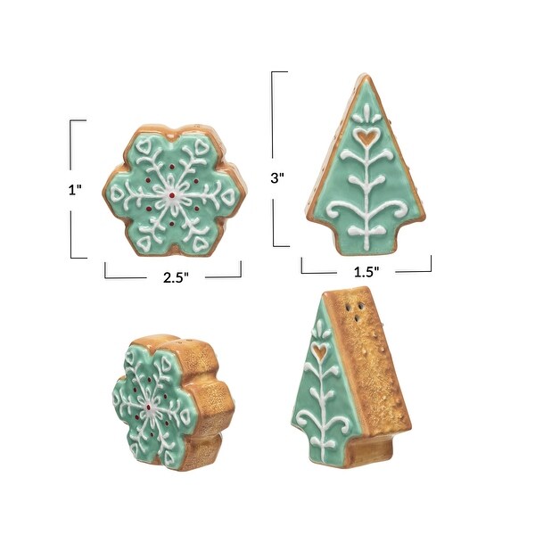 Ceramic Christmas Cookie Shaped Salt and Pepper Shakers，Set of 2