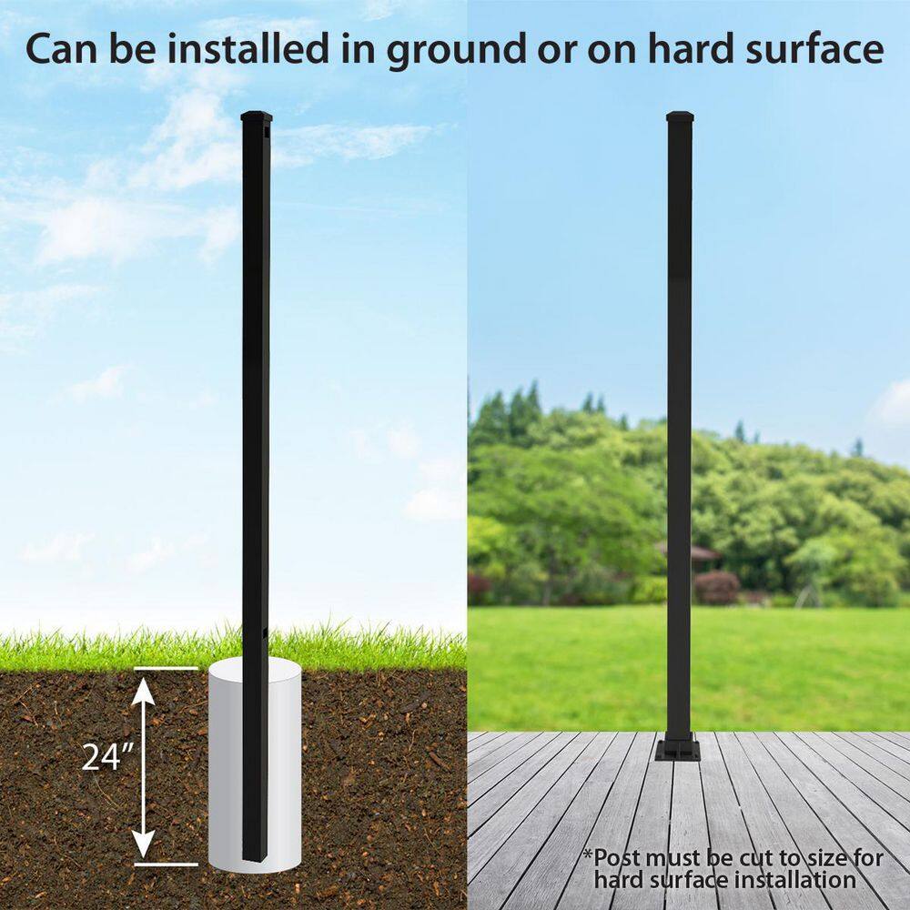 FORGERIGHT 96 in. x 6 ft. Osprey Black Aluminum Corner Post with Flat Cap 881959