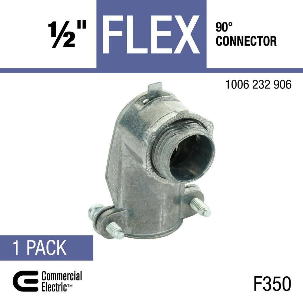 Commercial Electric 12 in. Flexible Metal Conduit (FMC) 90-Degree Connector FFC9Z-50-1