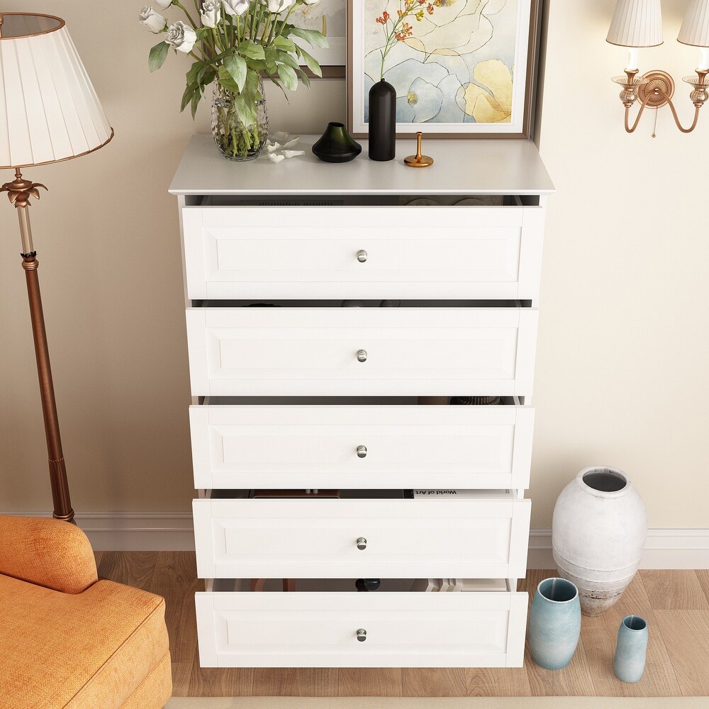 Modern Dresser Storage Chest with 5 Drawers Console Table(BlACK/WHITE)