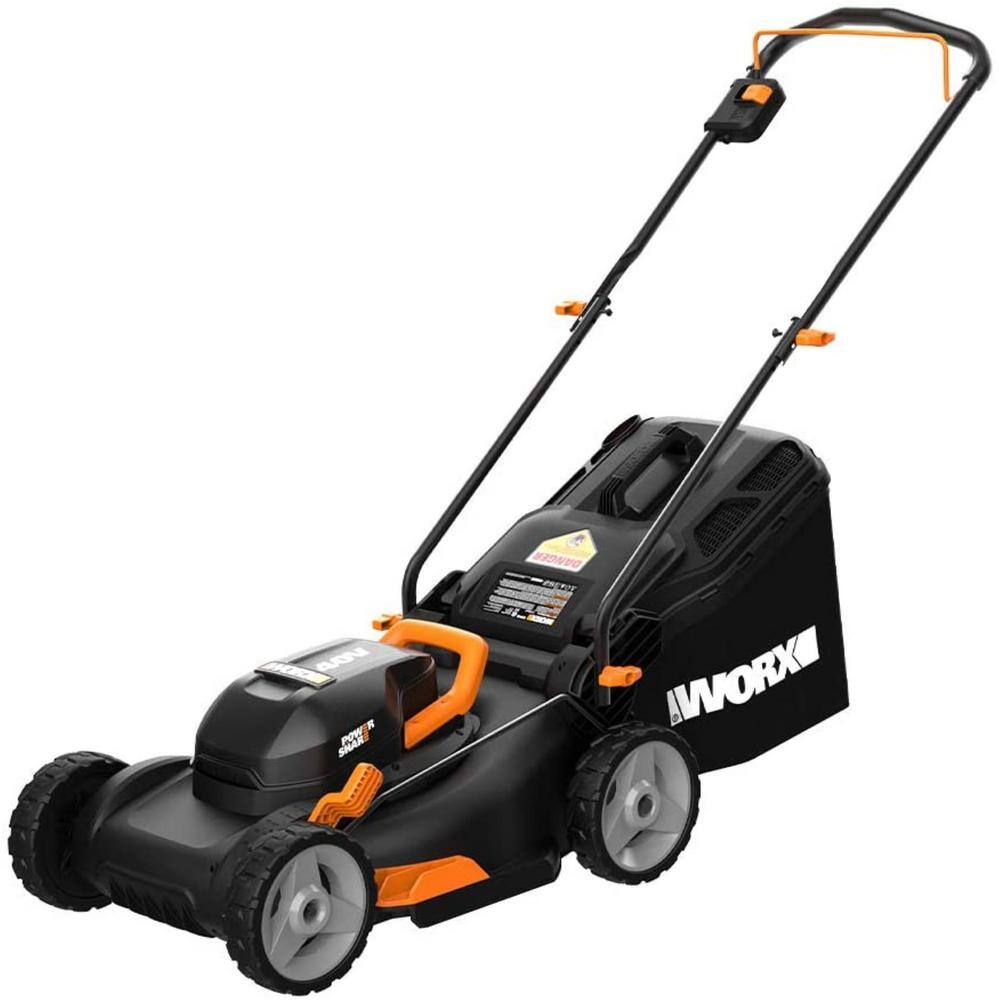 Worx POWER SHARE 40-Volt 17 in. Cordless Battery Walk Behind Mower with Mulching  Intellicut (Battery  Charger Included) WG743