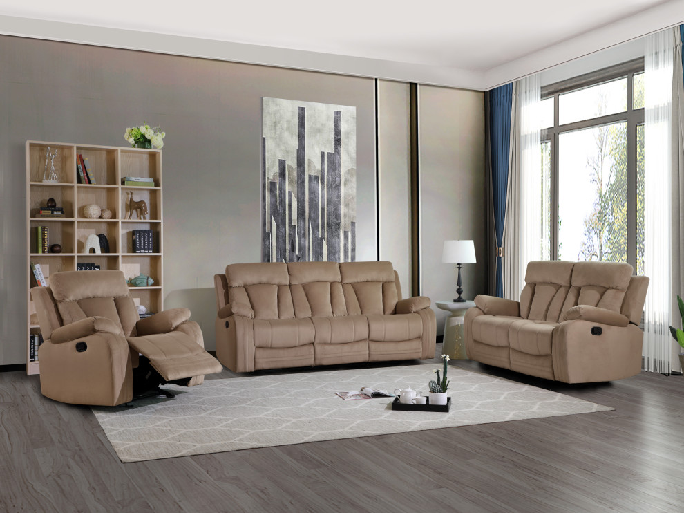 Axel Contemporary Microfiber Recliner  3 Piece Set   Contemporary   Living Room Furniture Sets   by Luxuriant Furniture  Houzz