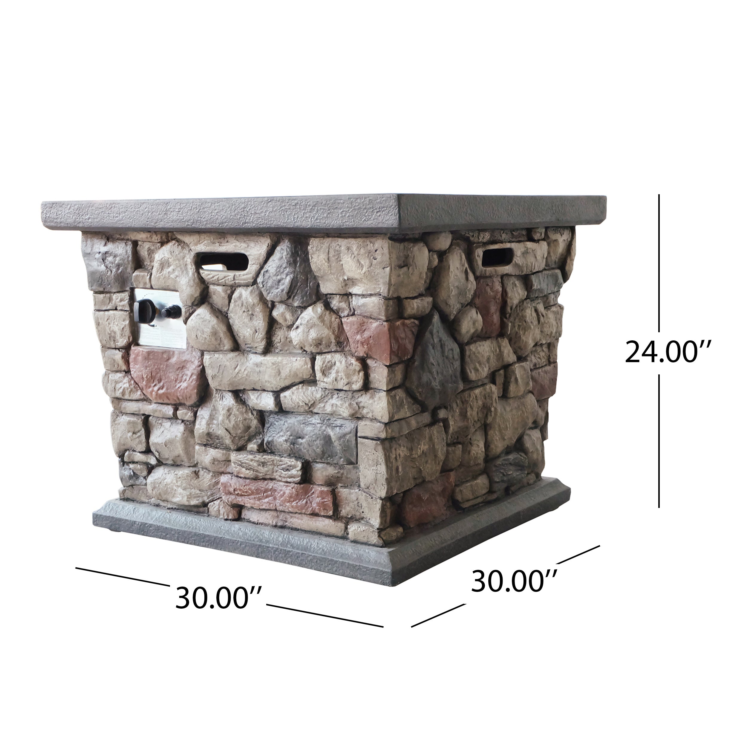 Alyna Outdoor Stone Finished Square Fire Pit - 40000 BTU