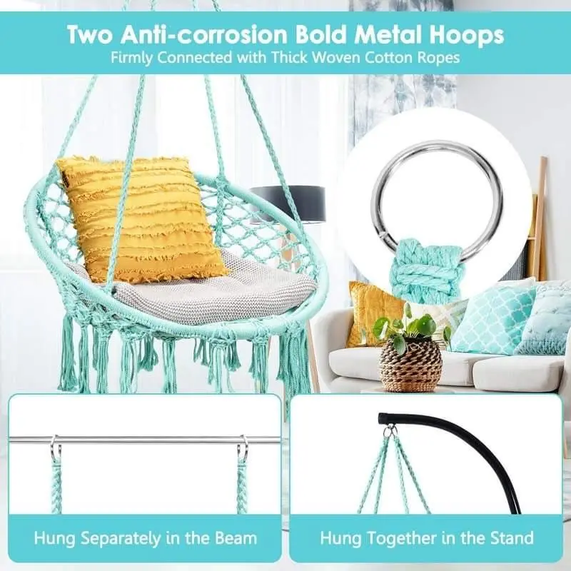 Cotton Rope Hanging Hammock Chair Macrame Swing Chair