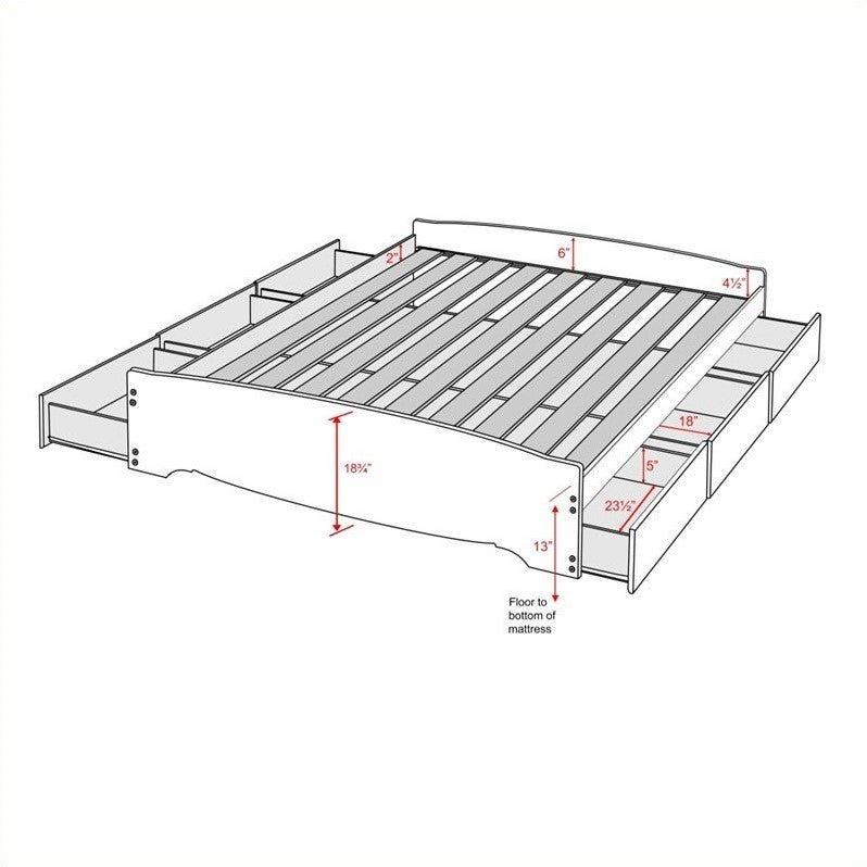 Prepac Sonoma Queen Wood Platform Storage Bed with Drawers in Black