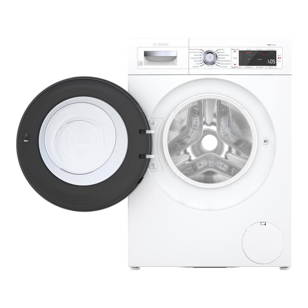 Bosch 800 Series 24 in. 2.2 cu. ft. 240-Volt White with Chrome Accents High-Efficiency Front Load Smart Washer ENERGY STAR WAW285H2UC