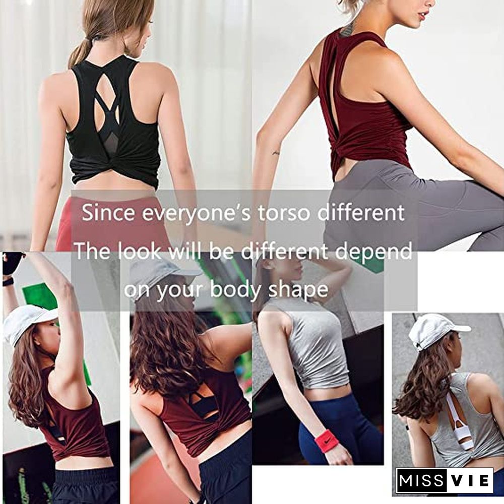 Tank Top for Women Open Back Yoga Shirts Sleeveless Workouts Clothes Sport Fitness Activewear