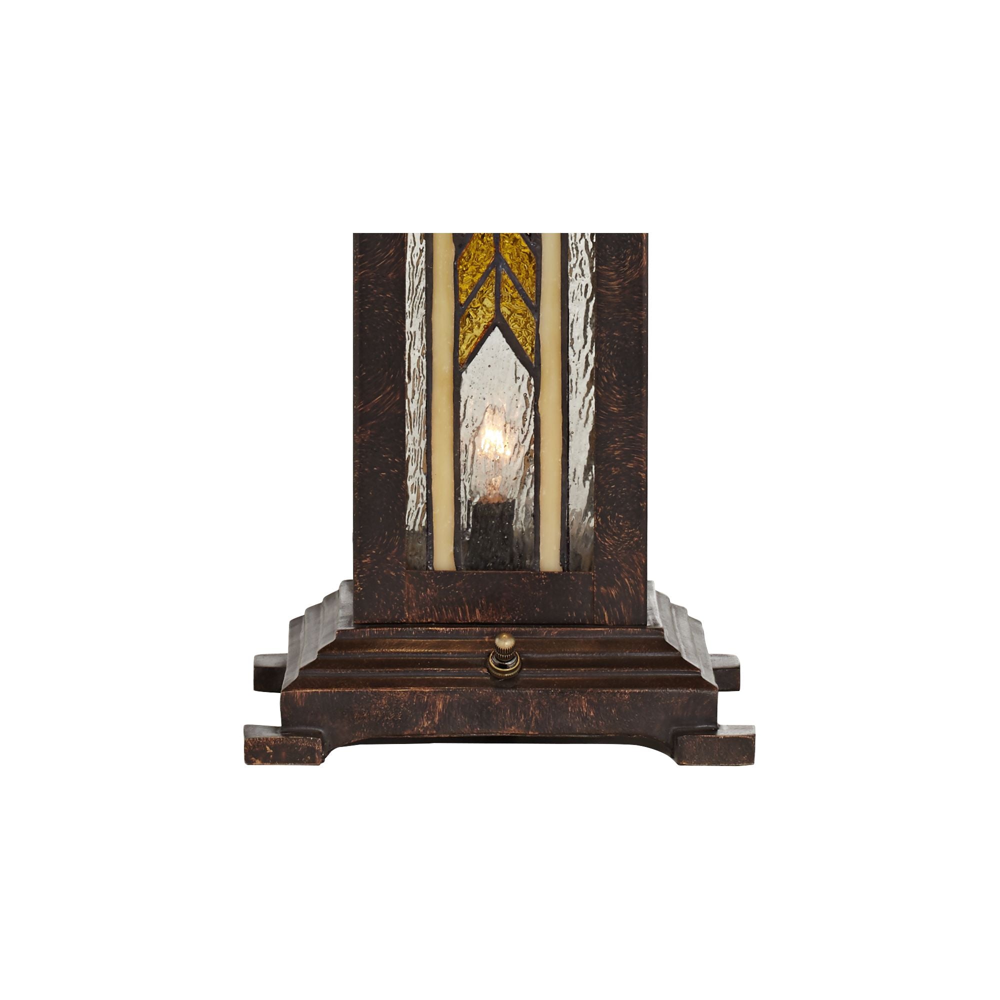 Franklin Iron Works Tiffany Style Table Lamp with Nightlight Mission 25.5" High Bronze Stained Glass for Living Room Family Bedroom (Color May Vary)