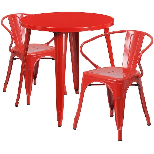 30'-inch Round Metal Indoor-Outdoor Table Set