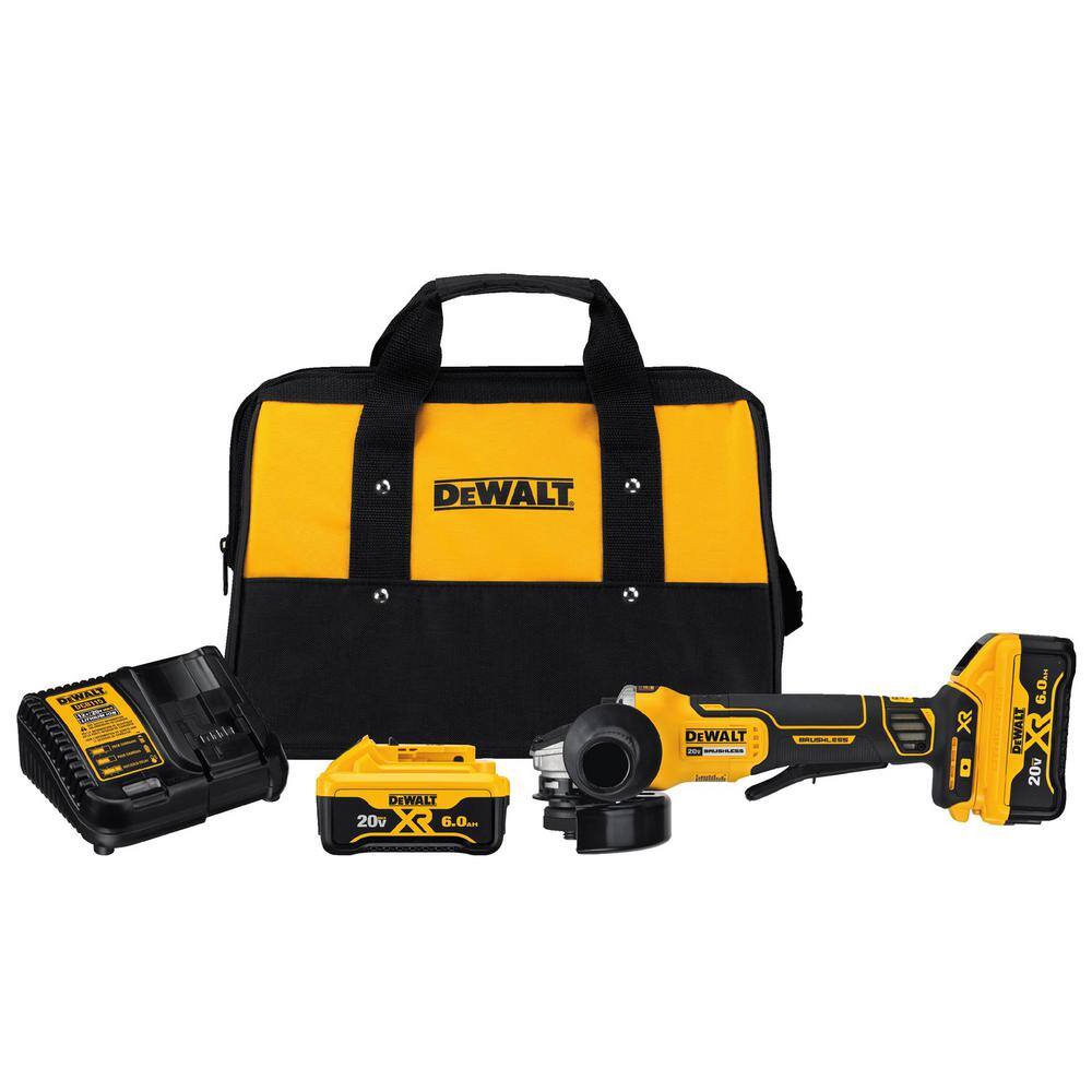 DW 20V MAX XR Cordless Brushless 4.5 in. Small Angle Grinder 20V MAX Reciprocating Saw and (2) 20V 6.0Ah Batteries DCG413R2W380B