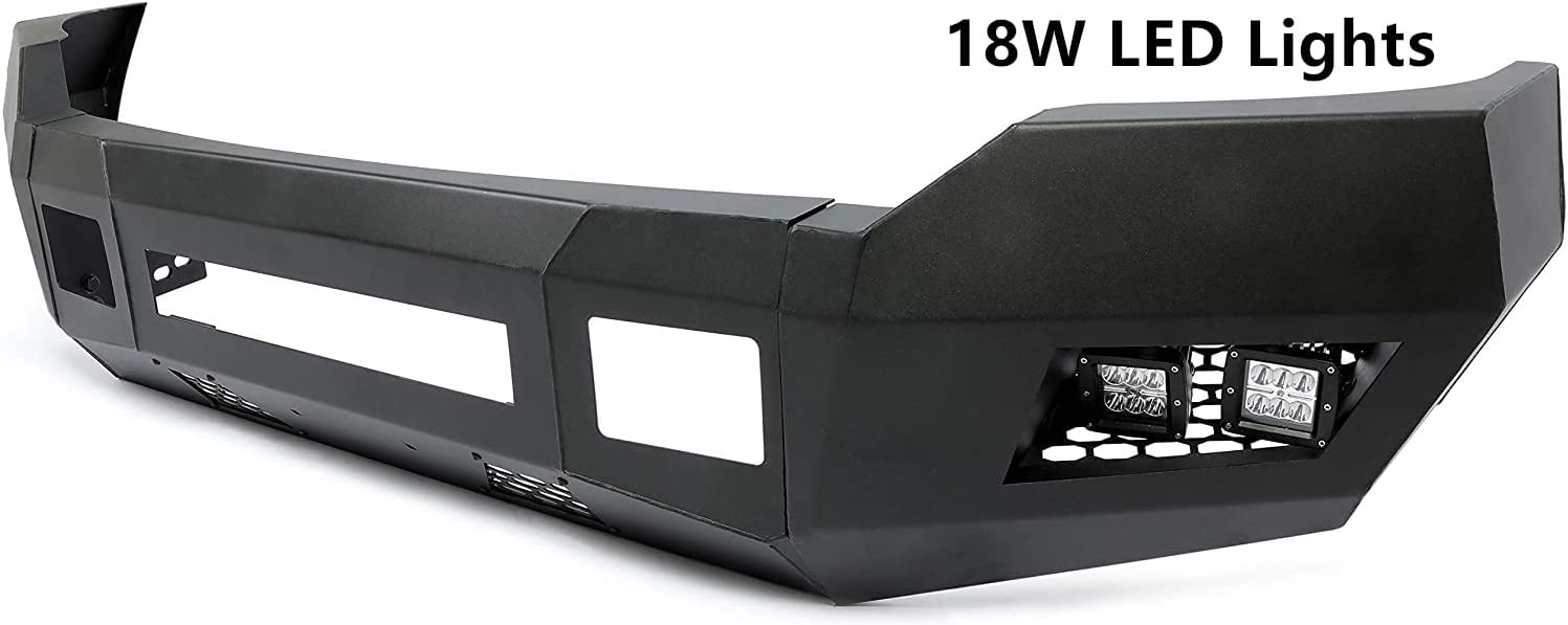 HECASA 3-Piece Modular Front Bumper for 2011-2016 Ford F250 F350 2/4WD Super Duty w/ LED Lights