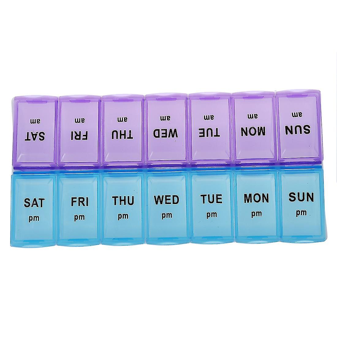 Seven Day Am and Pm Pill And Tablet Storage Box With 14 Compartments