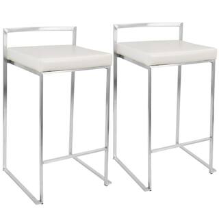 Lumisource Fuji White Stackable Counter Stool (Set of 2) CS-FUJI W2