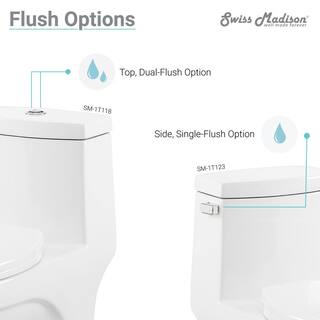 Swiss Madison Virage 1-piece 0.81.28 GPF Dual Flush Elongated Toilet in White Seat Included SM-1T118