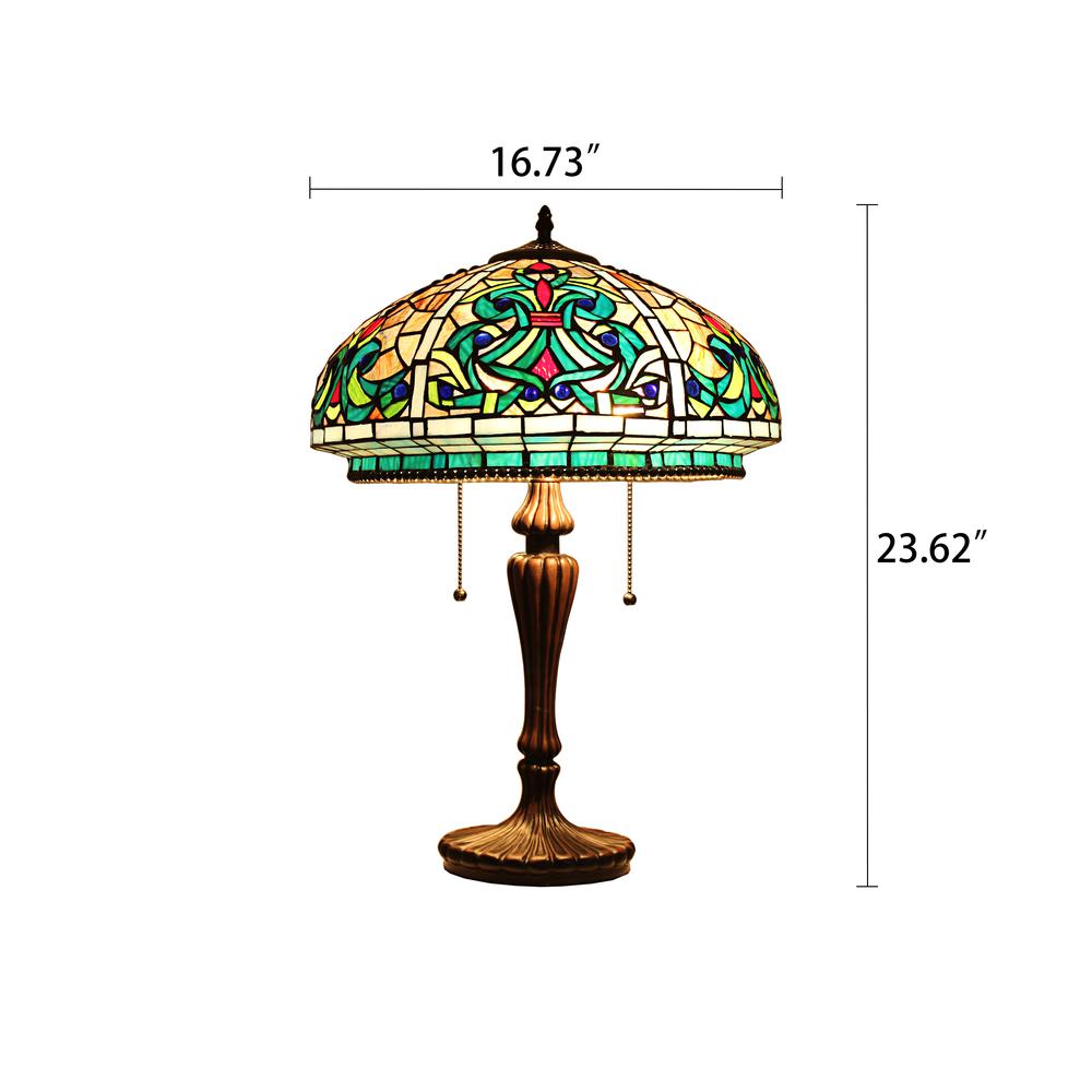 CHLOE Doloris Tiffany-Style Victorian Stained Glass Table Lamp 17" Width