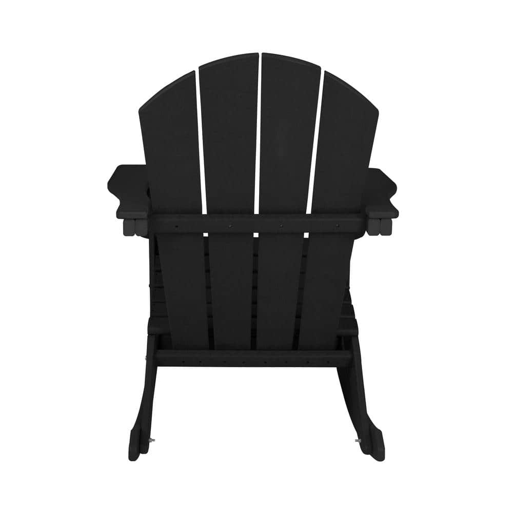 WESTIN OUTDOOR AMOS Black Outdoor Rocking Poly Adirondack Chair