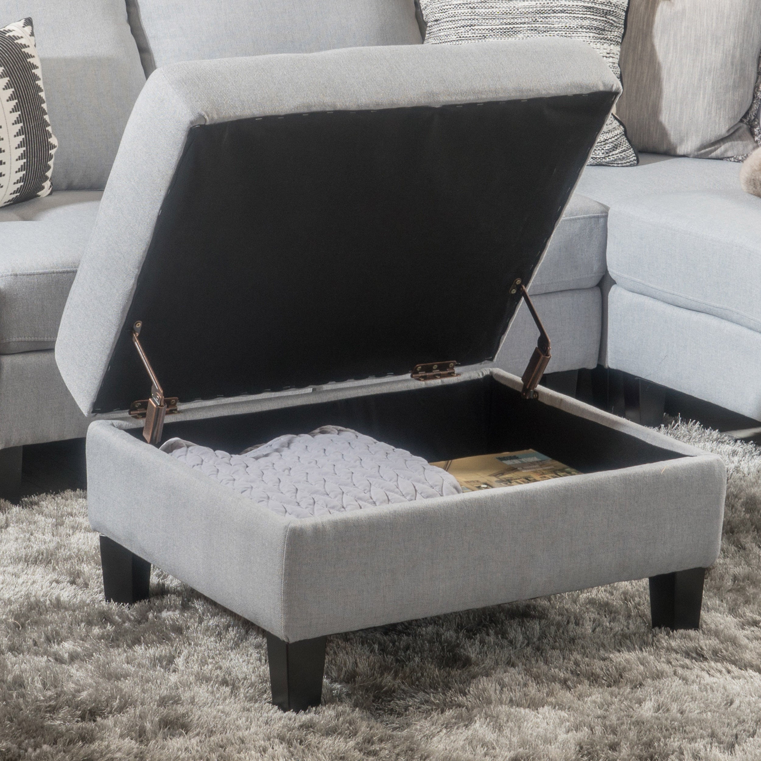 Zahra Contemporary Tufted Fabric Storage Ottoman