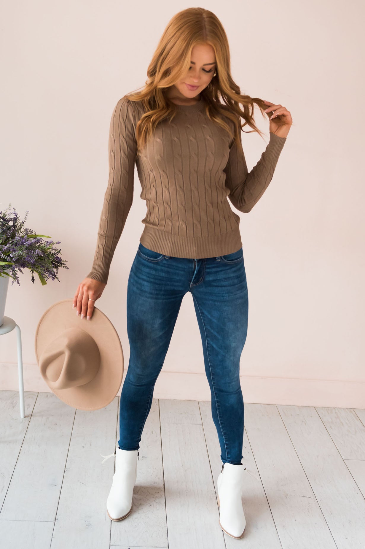 Restful Nights Modest Twisted Cable knit Sweater