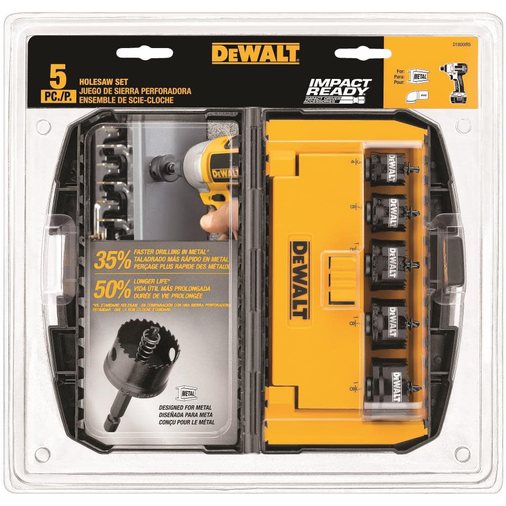 DEWALT 5 PC Impact Hole Saw Set D1800IR5 from DEWALT