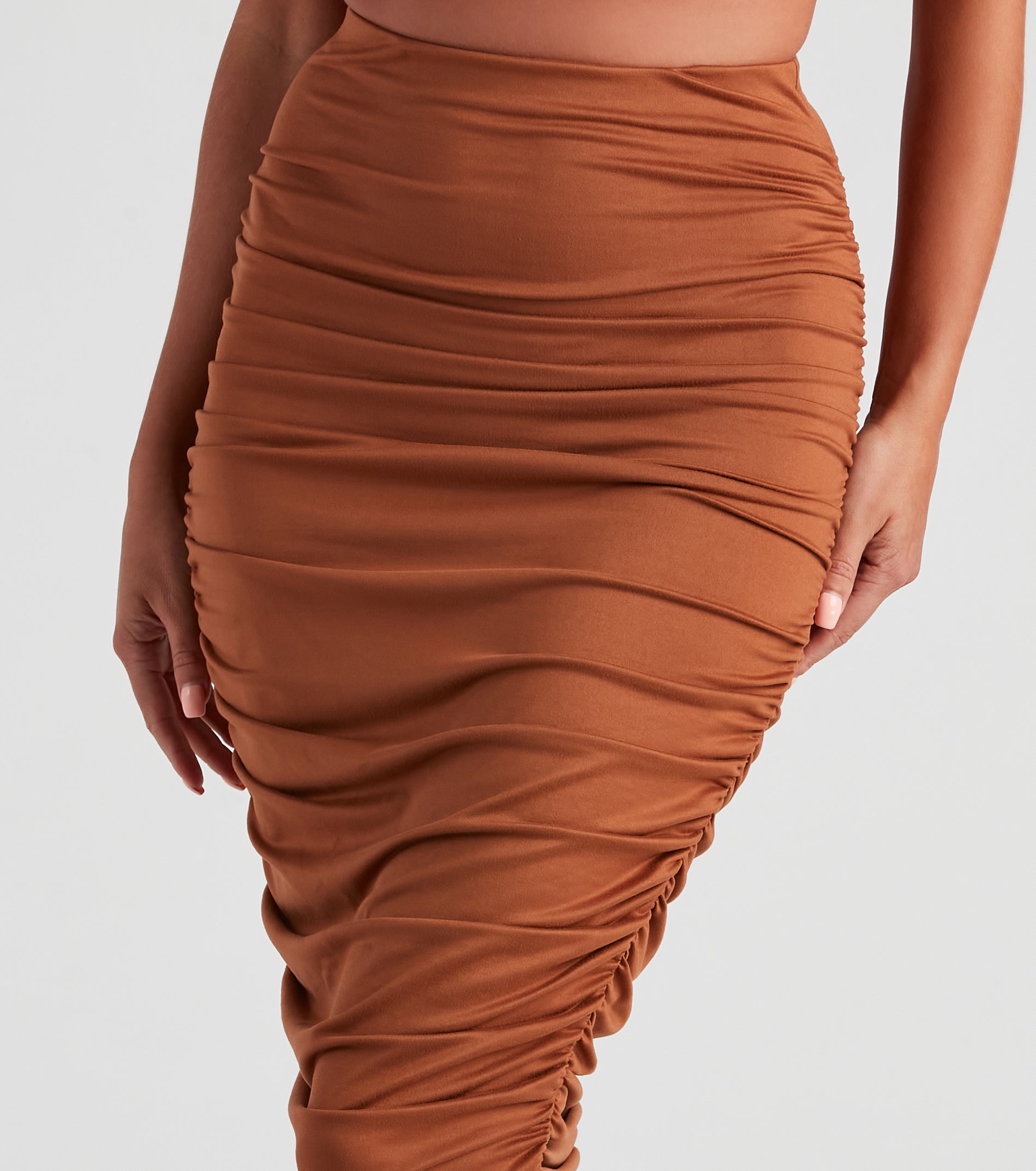 Gorgeous Silhouette Ruched Midi Skirt