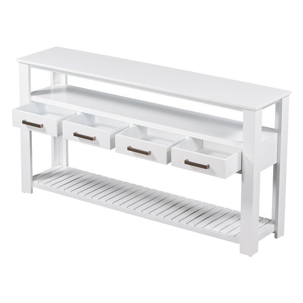 Modern Console Table Sofa Table with 4 Drawers and 2 Shelves for Living Room