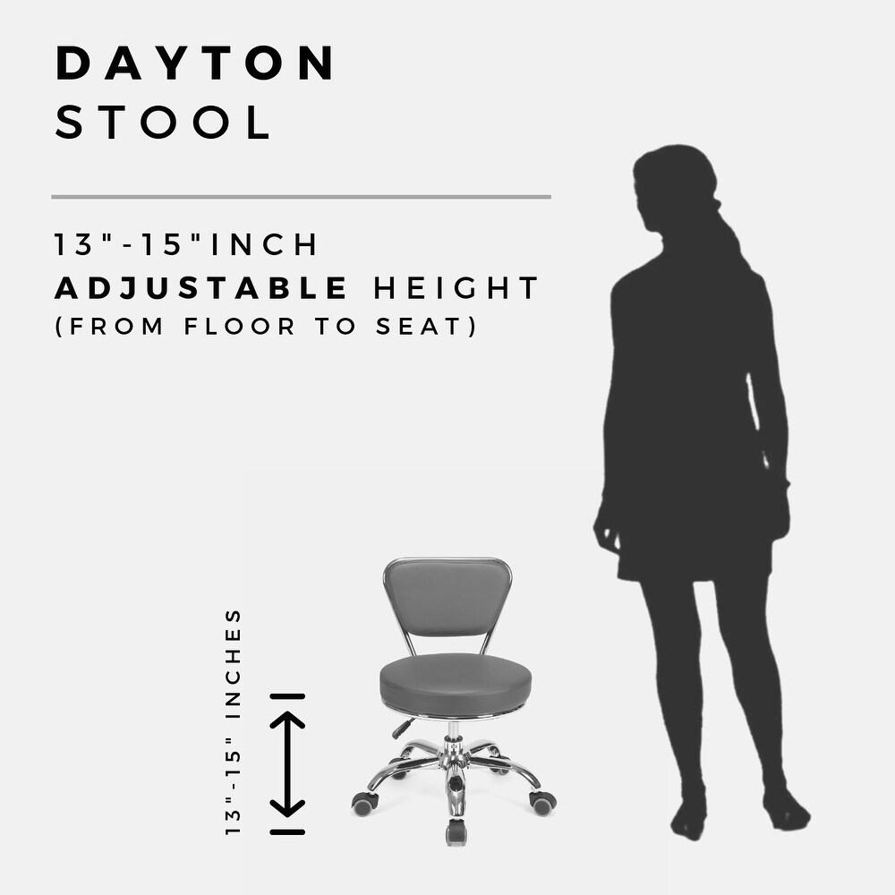 DAYTON Short Stool Rolling Stool with Adjustable Height 13 15\