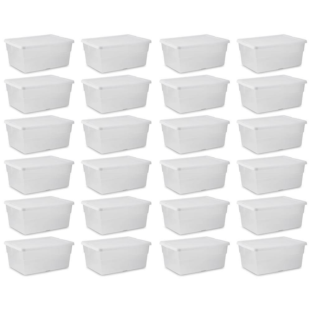 Sterilite 16 qt. Plastic Stacking Storage Box Container Tub in Clear (24-Pack) 24 x 16448012